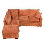 Roomfitters Convertible Sofa Bed Sectional Sleeper with Storage Ottoman, Two Pillows, USB Ports, and Power Sockets