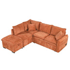 Roomfitters Convertible Sofa Bed Sectional Sleeper with Storage Ottoman, Two Pillows, USB Ports, and Power Sockets