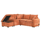 Roomfitters Convertible Sofa Bed Sectional Sleeper with Storage Ottoman, Two Pillows, USB Ports, and Power Sockets