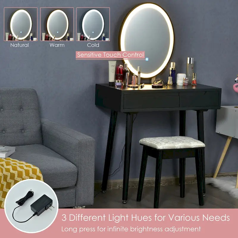Costway Vanity Makeup Table Touch Screen 3 Lighting Modes Dressing - See Details