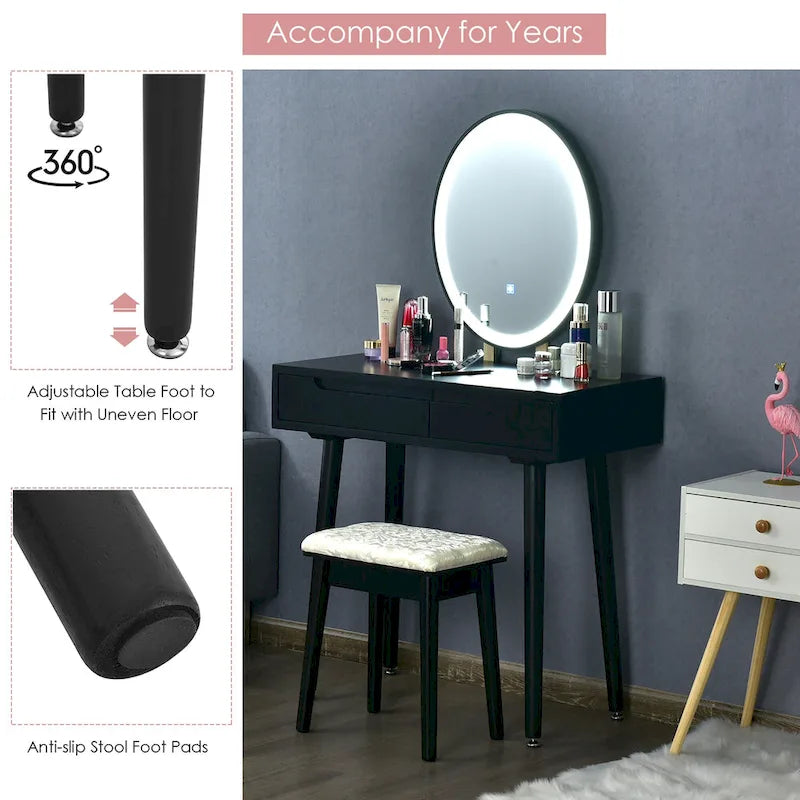 Costway Vanity Makeup Table Touch Screen 3 Lighting Modes Dressing - See Details