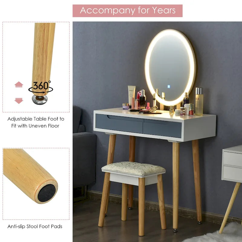 Costway Vanity Makeup Table Touch Screen 3 Lighting Modes Dressing - See Details