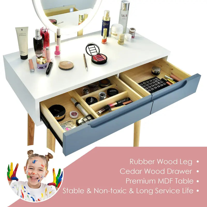 Costway Vanity Makeup Table Touch Screen 3 Lighting Modes Dressing - See Details