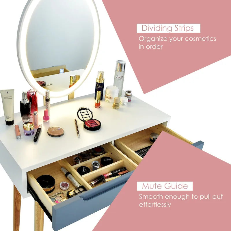 Costway Vanity Makeup Table Touch Screen 3 Lighting Modes Dressing - See Details