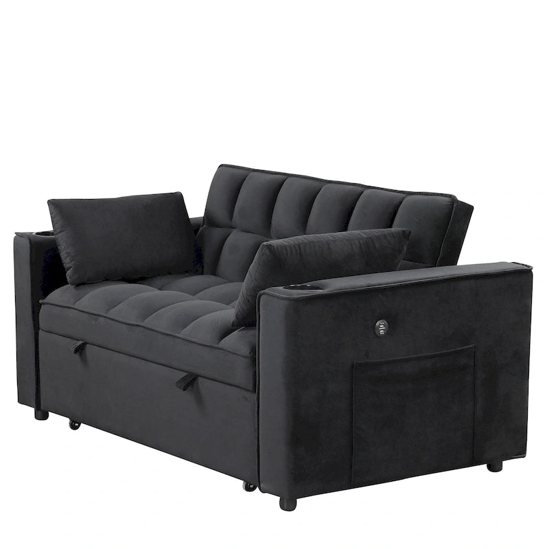 Roomfitters 58 4-1 Multi-functional Sofa Bed with Cup Holder and USB Port for Living Room or Apartments