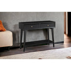 Solid Wood Console Table with Drawers and Floor Shelf - 42 L x 14 W x 33 H