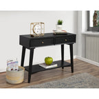 Solid Wood Console Table with Drawers and Floor Shelf - 42 L x 14 W x 33 H