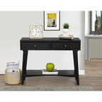 Solid Wood Console Table with Drawers and Floor Shelf - 42 L x 14 W x 33 H