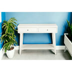 Solid Wood Console Table with Drawers and Floor Shelf - 42 L x 14 W x 33 H