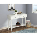 Solid Wood Console Table with Drawers and Floor Shelf - 42 L x 14 W x 33 H