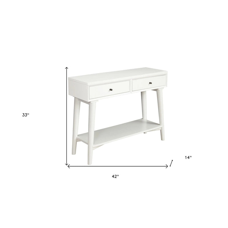Solid Wood Console Table with Drawers and Floor Shelf - 42 L x 14 W x 33 H