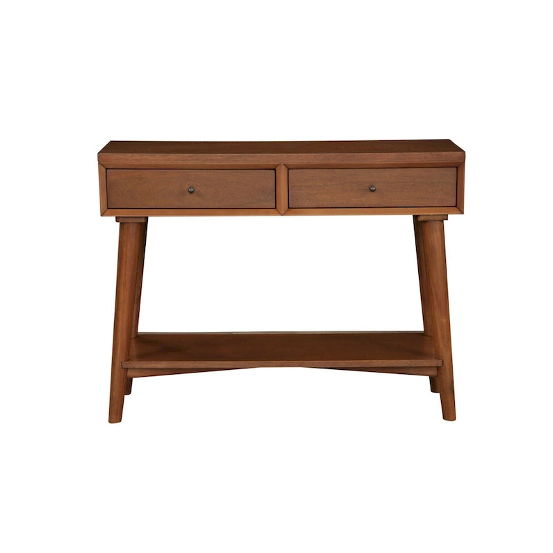 Solid Wood Console Table with Drawers and Floor Shelf - 42 L x 14 W x 33 H
