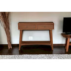 Solid Wood Console Table with Drawers and Floor Shelf - 42 L x 14 W x 33 H