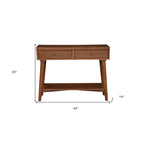 Solid Wood Console Table with Drawers and Floor Shelf - 42 L x 14 W x 33 H
