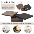 Modern 2 Tier Square Coffee Table Swivel Top Coffee Table with 1 Hidden Storage Space, for Living Room