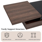 Modern 2 Tier Square Coffee Table Swivel Top Coffee Table with 1 Hidden Storage Space, for Living Room