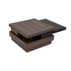 Modern 2 Tier Square Coffee Table Swivel Top Coffee Table with 1 Hidden Storage Space, for Living Room