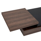 Modern 2 Tier Square Coffee Table Swivel Top Coffee Table with 1 Hidden Storage Space, for Living Room