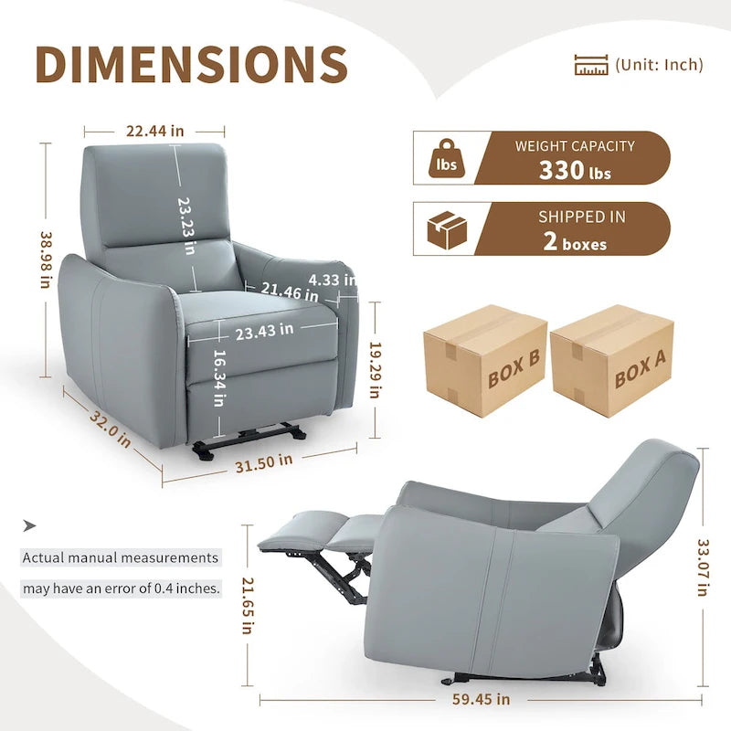 Power Recliner Chair Wall Hugger,Small Home Theater Seating with Lumbar Support,Single Recliner Sofa for Living Room