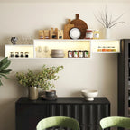 Modern Floating TV Stand with 3 Tier Shelves and 20 Color LEDs for Wall Mounted Home Theater and Office