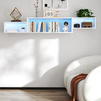Modern Floating TV Stand with 3 Tier Shelves and 20 Color LEDs for Wall Mounted Home Theater and Office