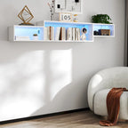 Modern Floating TV Stand with 3 Tier Shelves and 20 Color LEDs for Wall Mounted Home Theater and Office