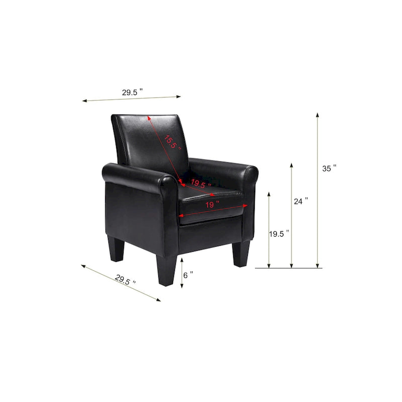 Roomfitters Accent Chairs, Comfy Sofa Chair, Armchair for Reading, Living Room, Bedroom, Office,Waiting Room, PU leather