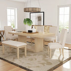 6-Piece Contemporary Dining Set with Pedestal Table & 4 Chairs