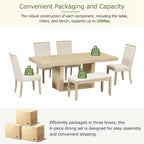 6-Piece Contemporary Dining Set with Pedestal Table & 4 Chairs