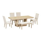 6-Piece Contemporary Dining Set with Pedestal Table & 4 Chairs