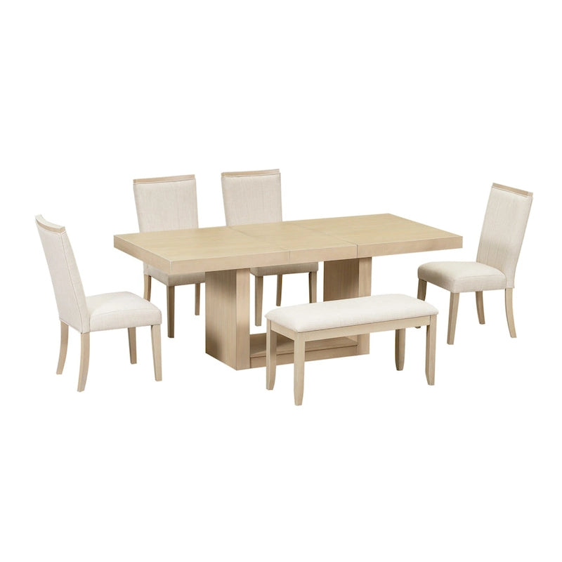 6-Piece Contemporary Dining Set with Pedestal Table & 4 Chairs
