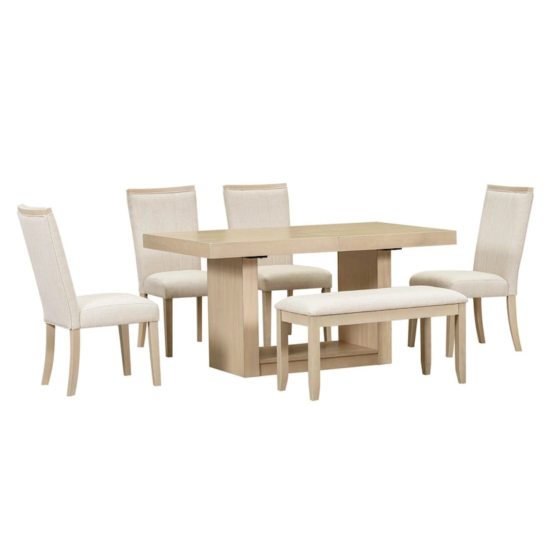 6-Piece Contemporary Dining Set with Pedestal Table & 4 Chairs