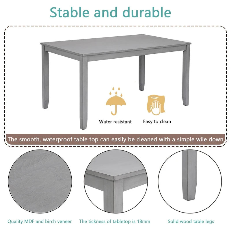 Modern 5-Piece Dining Set with Rectangular Counter Height Table & 4 Upholstered Chairs