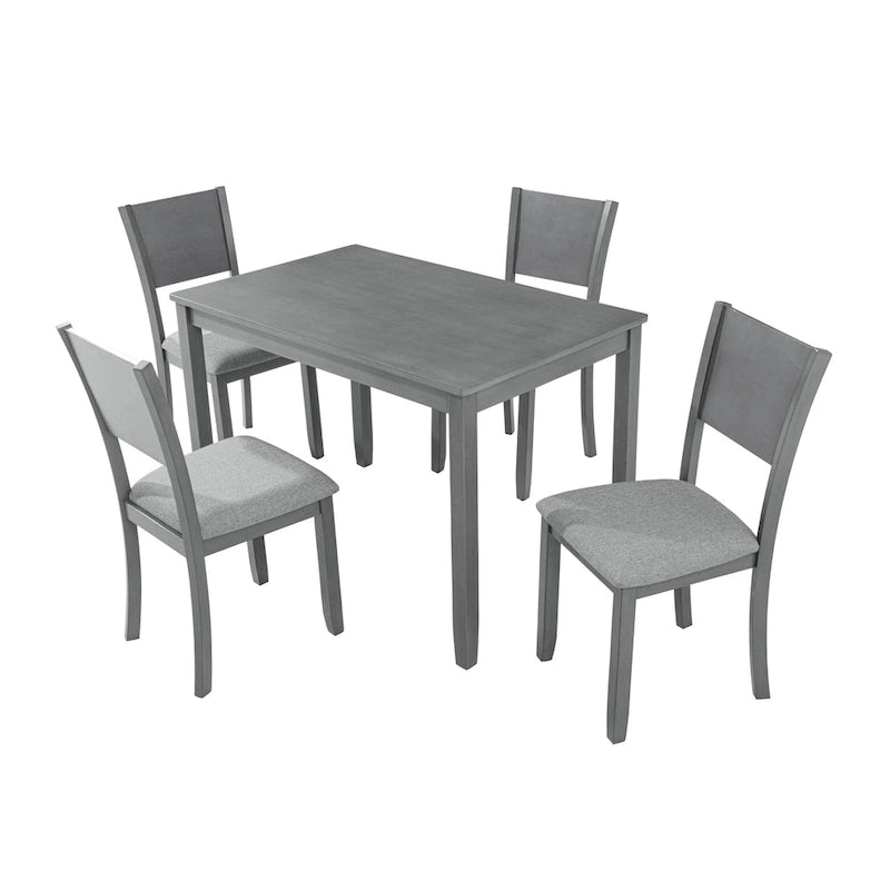 Modern 5-Piece Dining Set with Rectangular Counter Height Table & 4 Upholstered Chairs