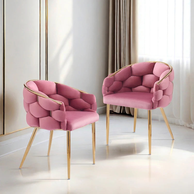 Modern 29.5 Velvet Arm Chairs with Gold Legs and Metal Frame for Living Room (Set of 2)