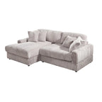 93.25 Corduroy Corner Sleeper Sofa with Deep Seat & 6 Pillows - Modern Convertible Sectional