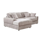 93.25 Corduroy Corner Sleeper Sofa with Deep Seat & 6 Pillows - Modern Convertible Sectional