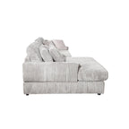 93.25 Corduroy Corner Sleeper Sofa with Deep Seat & 6 Pillows - Modern Convertible Sectional