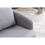 Light Blue Modern 30.3 Upholstered Swivel Accent Chair with Soild Wood Round Brown Base