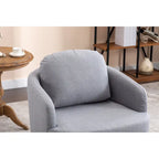 Light Blue Modern 30.3 Upholstered Swivel Accent Chair with Soild Wood Round Brown Base