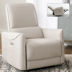Brown Ergonomic Power Recliner with Swivel, Rocking, and USB Ports