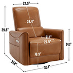 Brown Ergonomic Power Recliner with Swivel, Rocking, and USB Ports