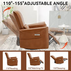 Brown Ergonomic Power Recliner with Swivel, Rocking, and USB Ports