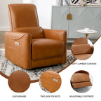 Brown Ergonomic Power Recliner with Swivel, Rocking, and USB Ports