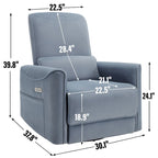 Brown Ergonomic Power Recliner with Swivel, Rocking, and USB Ports