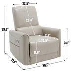 Brown Ergonomic Power Recliner with Swivel, Rocking, and USB Ports