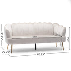 76.25 Velvet Channel Stitching 3-seater Sofa with Metal Legs for Living Room