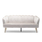 76.25 Velvet Channel Stitching 3-seater Sofa with Metal Legs for Living Room