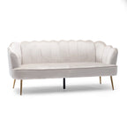 76.25 Velvet Channel Stitching 3-seater Sofa with Metal Legs for Living Room