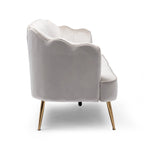 76.25 Velvet Channel Stitching 3-seater Sofa with Metal Legs for Living Room
